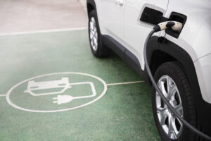 Close up electric car charging